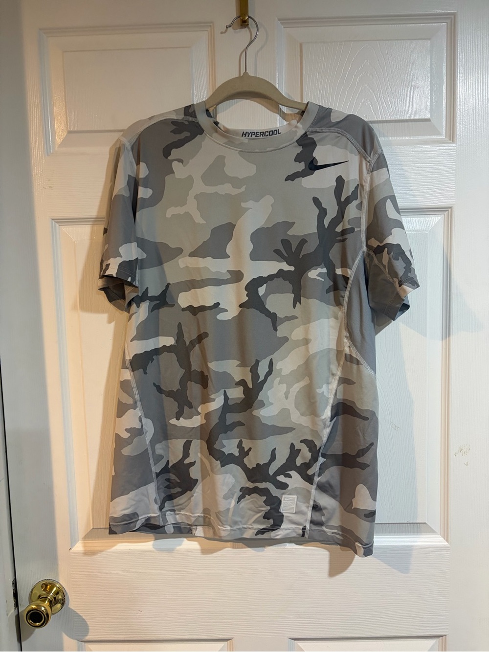 Nike Combat Hypercool Compression Men's Gray Camo Short Sleeve Shirt